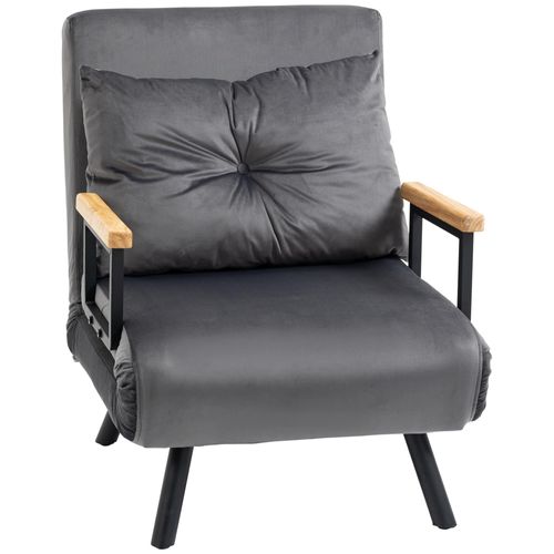 Homcom Schlafsofa, Gästebett mit Samtoptik, verstellbar, Dunkelgrau 63x81x73cm