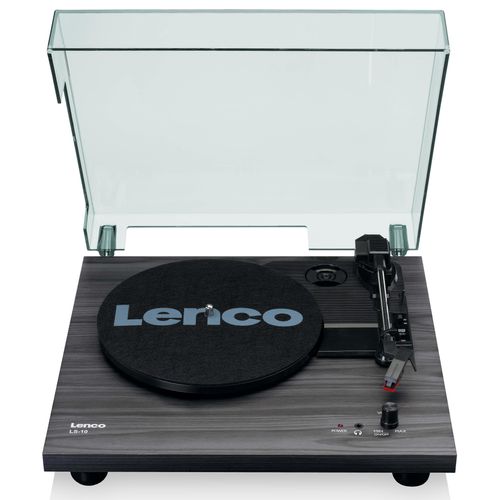 Lenco LS-10BK - Plattenspieler mit Riemenantrieb und Holzgehäuse - 32x11x33cm