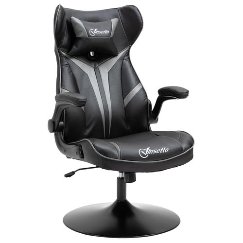 Vinsetto Gaming Stuhl aus Stahl, mit Wippfunktion, verstellbar, Schwarz+Grau 67x112x75cm