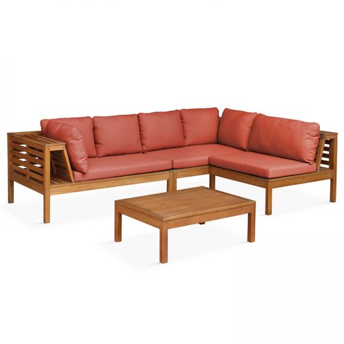 Oviala Gartenmöbelset mit 2 Sofas, 1 Sessel und einem Holztisch Maupiti 120x63x80cm