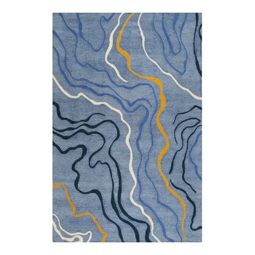 Esprit Kurzflor Teppich blau, kunstvolles Design, Wohn-, Schlafzimmer 160x230 160x230x160cm