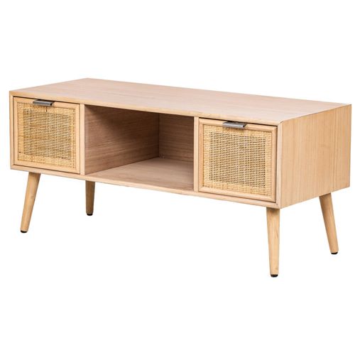 Nordlys TV-Schrank aus Massivholz und Rattan mit 2 Schubladen 42x45x100cm