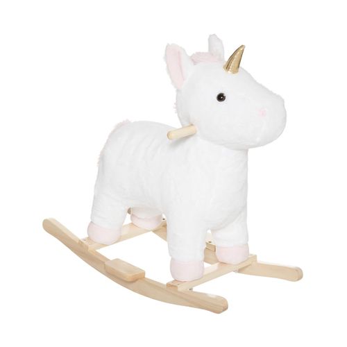 Mobili Rebecca Schaukelpferd Einhorn in Weiß und Braun für Kinder ab 18 Monaten 64x55x33cm