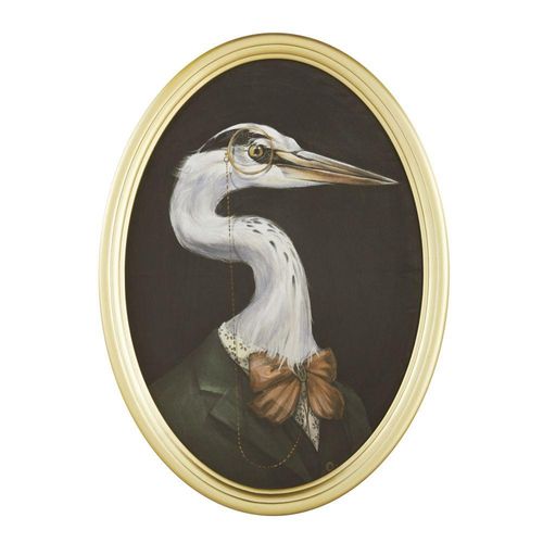 Maisons du Monde Ovaler Kunstdruck mit mehrfarbigem Vogelmotiv, 53x73cm 53x73x2.5cm