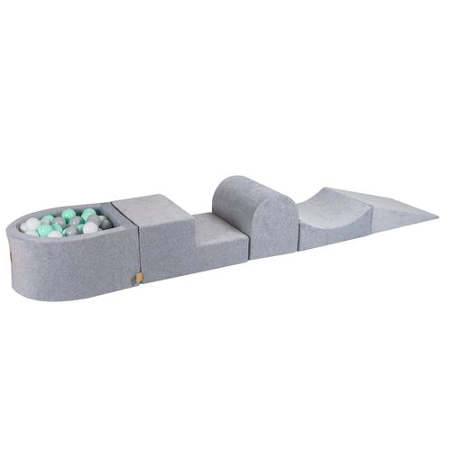 MeowBaby Spielplatz mit Bällebad: Mint/Grau/Weiß 45x30x250cm