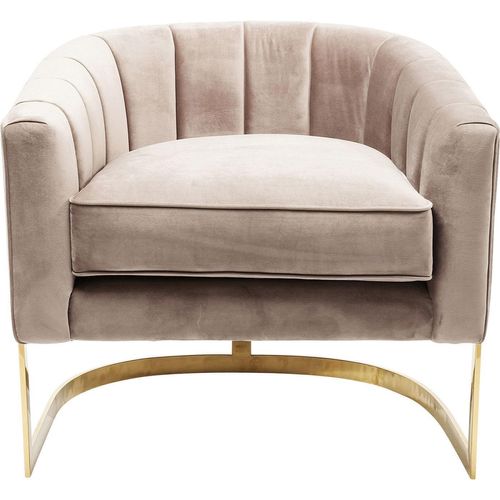 Kare Design Sessel in Samt-Optik mit Edelstahlbeinen, grau und gold 77x71x70cm