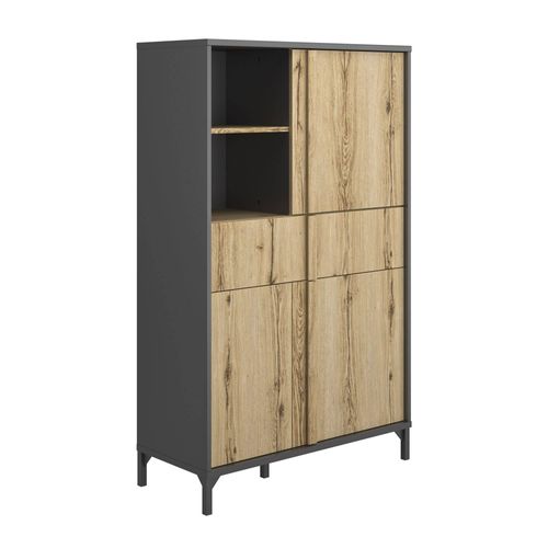 CAMIF Vitrinenschrank mit 3 Türen und 1 Schublade - H153 cm - Braun 94x153x41cm