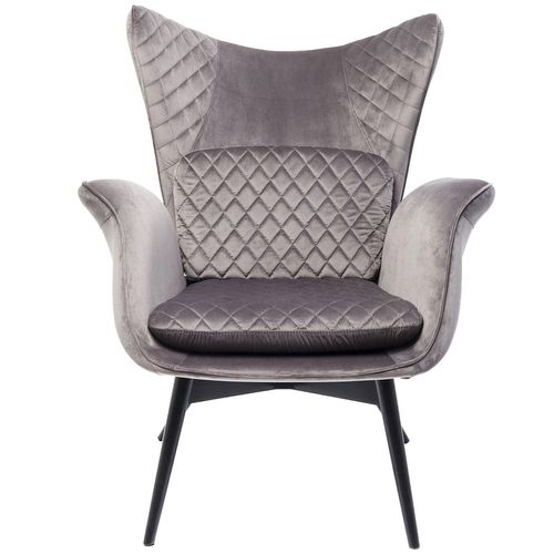 Kare Design Sessel aus grauem Samt und lackierter Buche 78x100x80cm