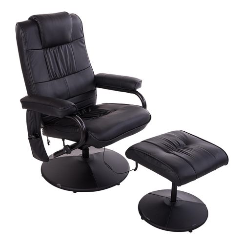 Homcom Relaxliege mit Liegefunktion, Massagesessel inkl. Hocker, Schwarz 77x95x84cm