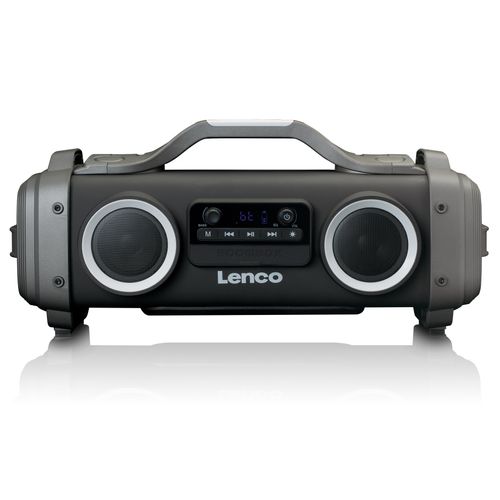 Lenco SPR-200BK - Spritzwasserfester Bluetooth-Lautsprecher UKW Radio 19x24x54cm