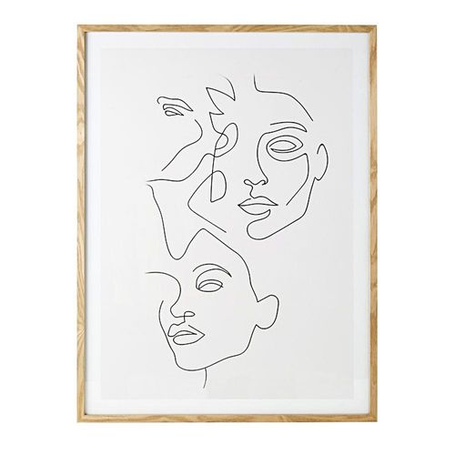 Maisons du Monde Kunstdruck mit minimalistischen Gesichtern, 75x100cm 75x100x3cm