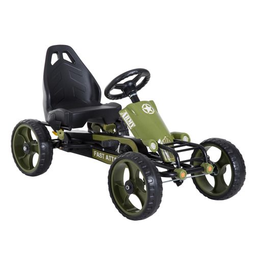 Homcom Go Kart mit Handbremse und Verstellbarem Sitz, Grün,105 x 54 x 61cm 105x61x54cm