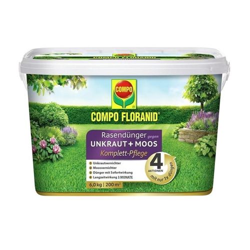 COMPO Rasendünger gegen Unkraut+Moos 6 kg für 200 qm