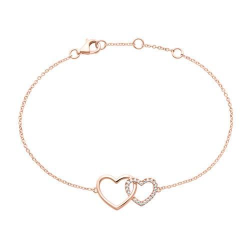 Roségoldenes Armband im Herzdesign, lab grown Diamanten