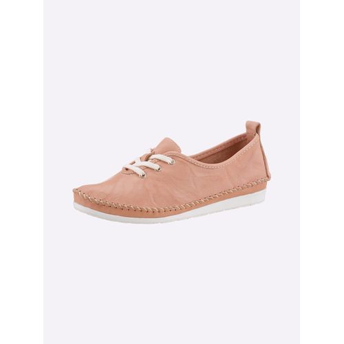 Schnürschuh HEINE, Damen, Gr. 36, rosa (rose), Leder, Glattleder, sportlich, Schuhe