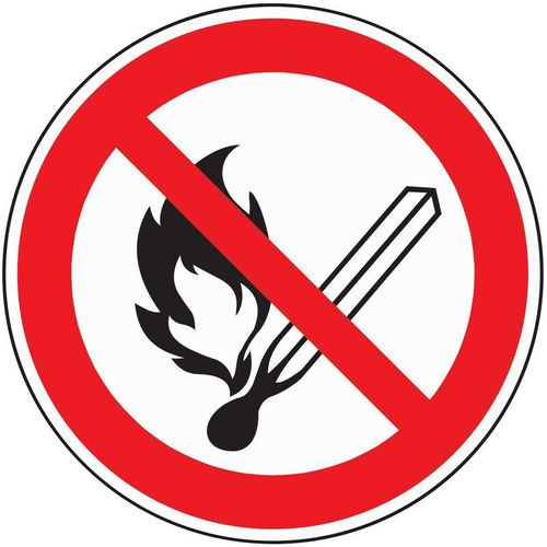 Verbotszeichen ASR A1.3/DIN EN ISO 7010 Feuer/Licht verboten Folie