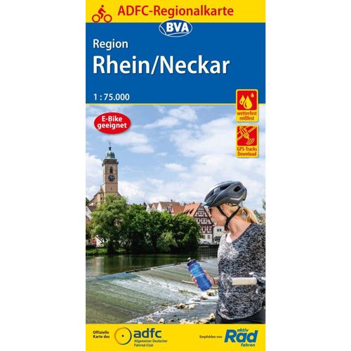 ADFC-REGIONALKARTE REGION RHEIN/NECKAR, 1:75.000