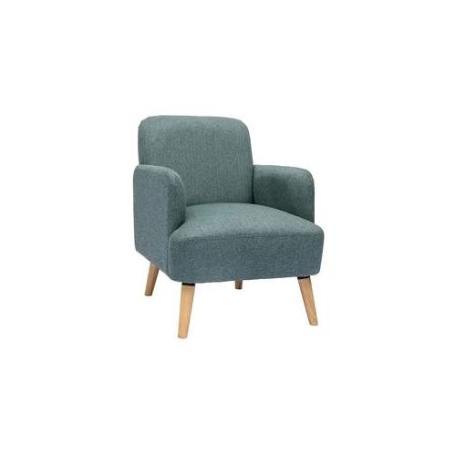 Skandinavischer Sessel aus graugrünem Stoff und hellem Holz ISKO