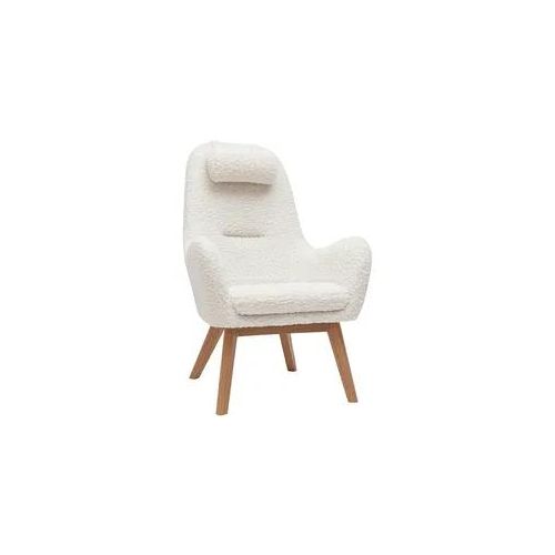 Skandinavischer Sessel aus Stoff mit Woll-Effekt und Holz MANIA