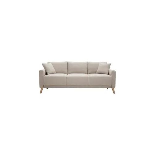 Sofa aus beigem Stoff und hellem Holz 3-Sitzer MUNIK