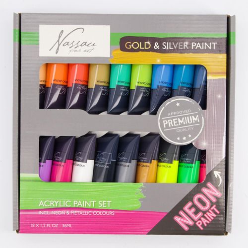 18-teiliges mehrfarbiges Acrylfarben-Set