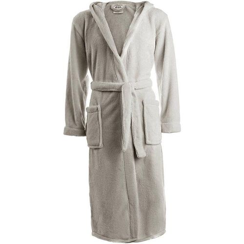 Etérea - Mustique Kuschelfleece Kapuzen-Bademantel Saunamantel Unisex Taupe l - Taupe