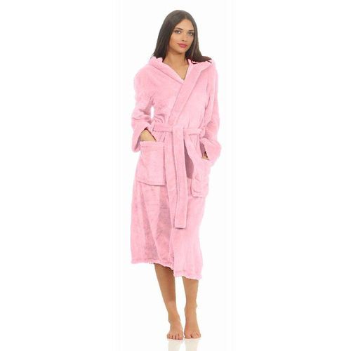 Etérea - Mustique Kuschelfleece Kapuzen-Bademantel Saunamantel Unisex Rosa s - Rosa