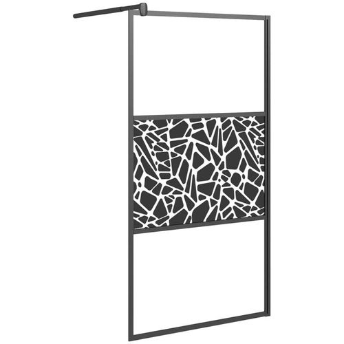 Duschwand für Walk-In Dusche 100x195cm ESG Steindesign Schwarz vidaXL