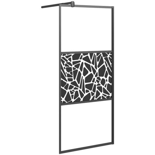 Duschwand für Walk-In Dusche 80x195 cm ESG Steindesign Schwarz vidaXL