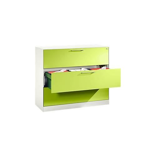 Hängeregistraturschrank ASISTO C 3000, 3 Schubladen, 3-bahnig, B 1200 mm, weiß/viridingrün