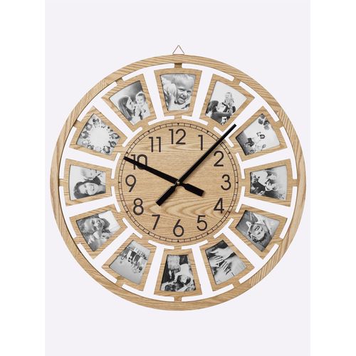 Wanduhr HEINE HOME Wanduhren Gr. B/H/T: 60cm x 60cm x 3,5cm, beige (natur)