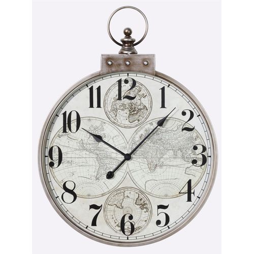 Wanduhr HEINE HOME Wanduhren Gr. B/H/T: 60cm x 80,5cm x 6,5cm, silberfarben (antiksilberfarben)