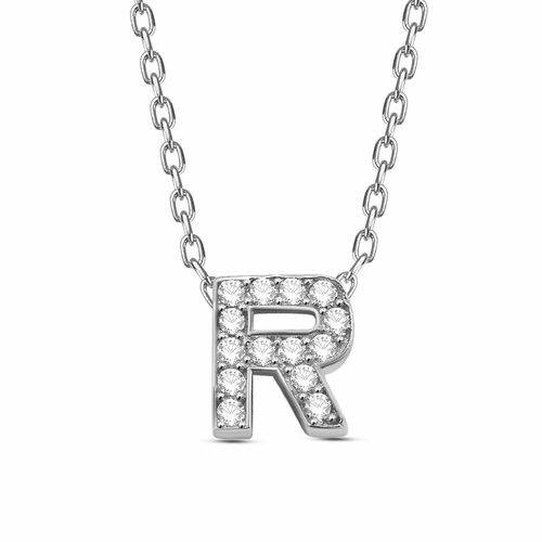 Kette mit Anhänger DKENIZ "Buchstabe R 925/- Sterling Silber" Halsketten Gr. 40cm + 3cm, Silber 925 (Sterlingsilber), L: 43cm B: 6.5mm, weiß Damen Freundschaftskette Partnerkette Ketten mit Anhänger Halsschmuck