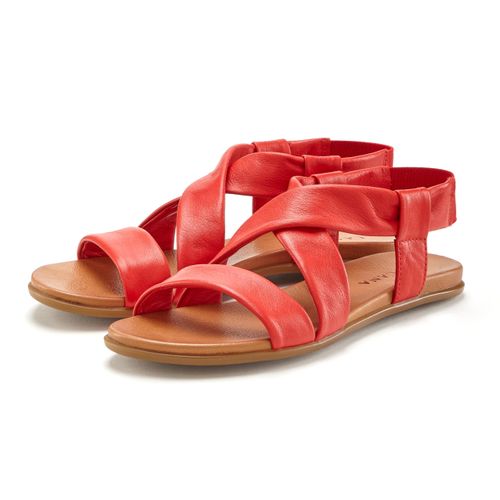 Sandale LASCANA Gr. 39, rot Damen Schuhe aus Leder mit raffinierten Riemchen, Sandalette, Sommerschuh