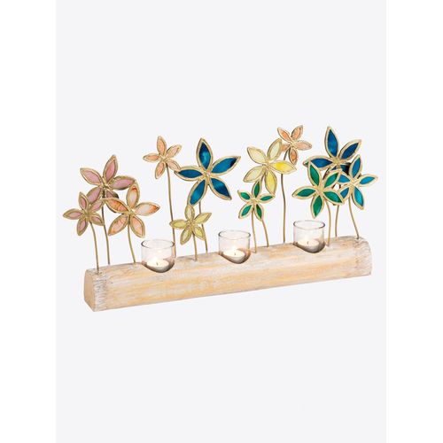 Kerzenhalter HEINE HOME, bunt (natur, bunt), B:50cm H:26cm T:7cm, Kerzenhalter