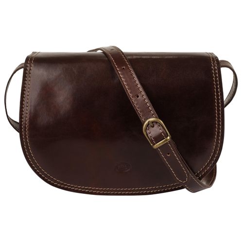 Umhängetasche PIKÉ, Damen, Gr. B/H/T: 25cm x 19cm x 11cm onesize, braun, Leder, glänzend, beschichtet, Taschen, echt Leder, Made in Italy