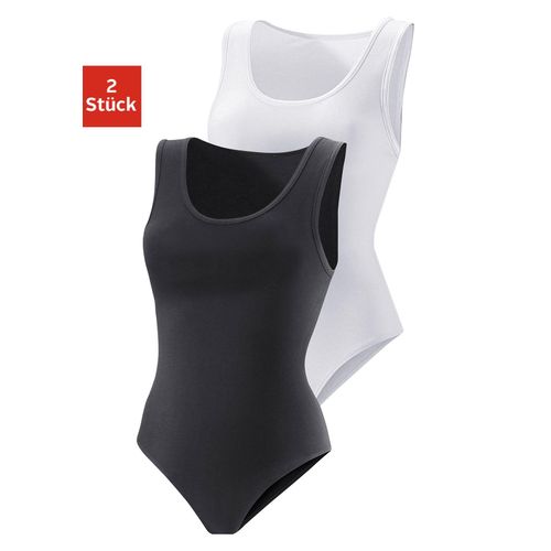 Shirtbody VIVANCE Gr. 48/50, N-Gr, schwarz-weiß (schwarz, weiß) Damen Bodies T-Shirt-Body aus elastischer Baumwoll-Qualität