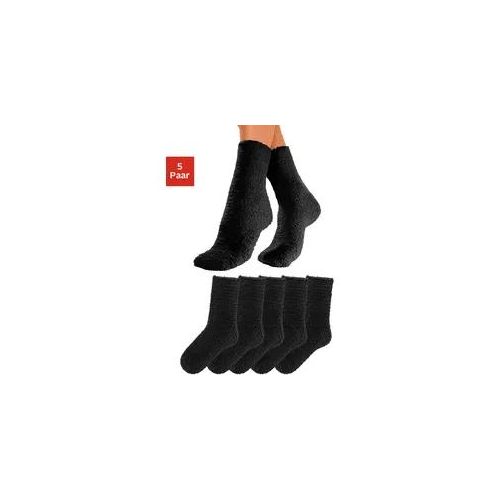 Kuschelsocken LAVANA Gr. 39-42, schwarz Damen Socken ideal als Hausschuhersatz