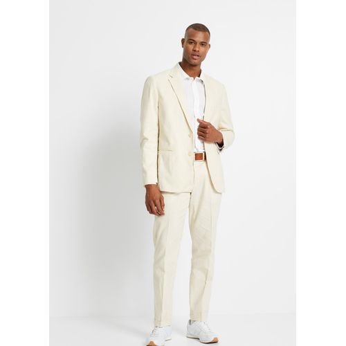 bonprix Anzug aus luftigem Leinen-Mix in Regular Fit (2-tlg.Set), beige, Gr.64, Modischer 2teiliger Leinenanzug bestehend aus Sakko und Hose, aus Leinen