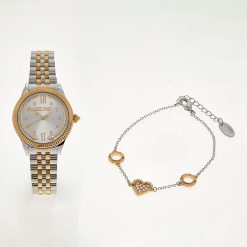 Silber- & goldfarbenes Set aus Armbanduhr & Armband