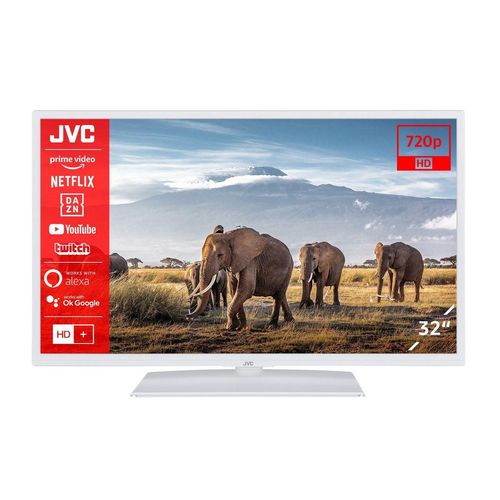 JVC LT-32VH5156W LCD-LED Fernseher (80 cm/32 Zoll, HD-ready, Smart TV, HDR, Triple-Tuner, Bluetooth, 6 Monate HD+ inklusive), weiß