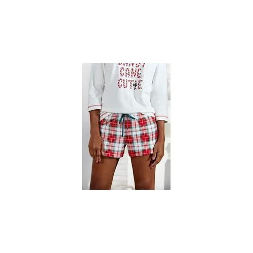 Schlafshorts LASCANA Gr. 44/46, N-Gr, rot Damen Hosen Nachtwäsche Pyjamahose Pyjama mit Karomuster