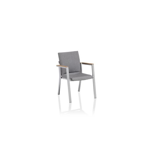 Kettler Rasmus Teak Stapelsessel Aluminium/Sunbrella Silber/Flanelle Aluminium/Sunbrella