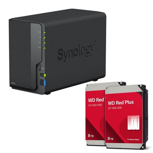 Synology DiskStation DS223 2 Einschübe NAS-Server Leergehäuse + 16TB WD Red SATA 3.5