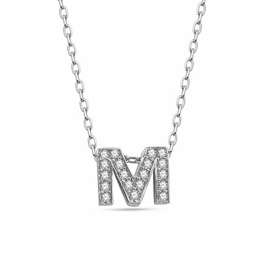 Kette mit Anhänger DKENIZ "Buchstabe M 925/- Sterling Silber" Halsketten Gr. 40cm + 3cm, Silber 925 (Sterlingsilber), L: 43cm B: 6.5mm, weiß Damen Partnerkette Freundschaftskette Silberkette Ketten mit Anhänger Halsschmuck