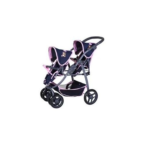 Puppen-Zwillingsbuggy KNORRTOYS "Milo - Navy Pink Bear" Puppenwagen bunt (navy pink) Kinder