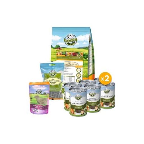 Bellfor Leishmaniose Set für Hunde - Naturgut-Schmaus 4kg + Landgut-Menü 12x400g + Immun Pulver 80g + Landgut-Happen 200g