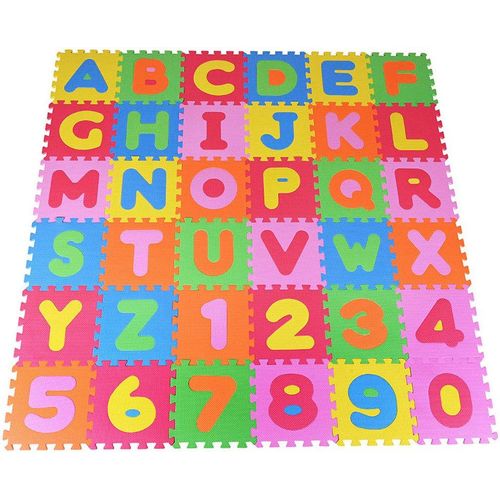 Knorrtoys® Puzzle Zahlen und Buchstaben, 36 Puzzleteile, Puzzlematte, Bodenpuzzle, bunt