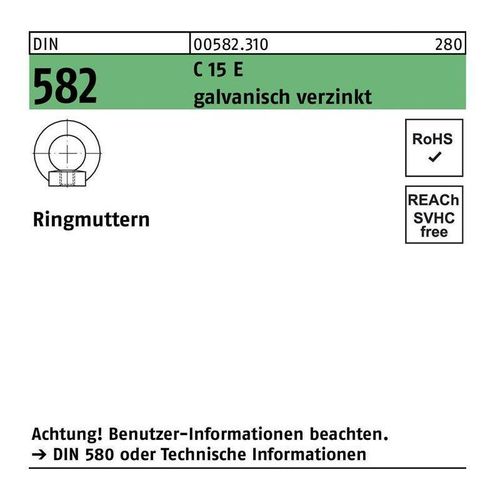 Ringmutter DIN 582 M 48 C 15 E galvanisch verzinkt galvanisch verzinkt