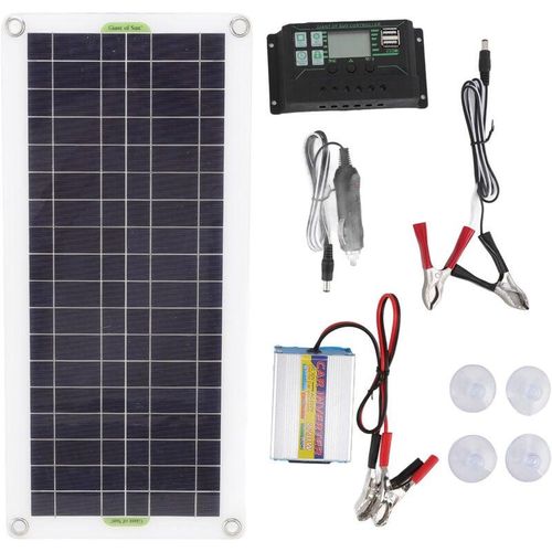 12V bis 220V 30W Solar-Ladepanel 220W Solar-Wechselrichter-Batterieladegert-Kit für Camping Wandern 30A - Eosnow